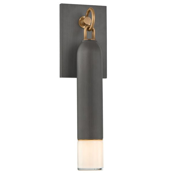 Gladden Wall Sconce, Textured Schwarz/Patina Brass