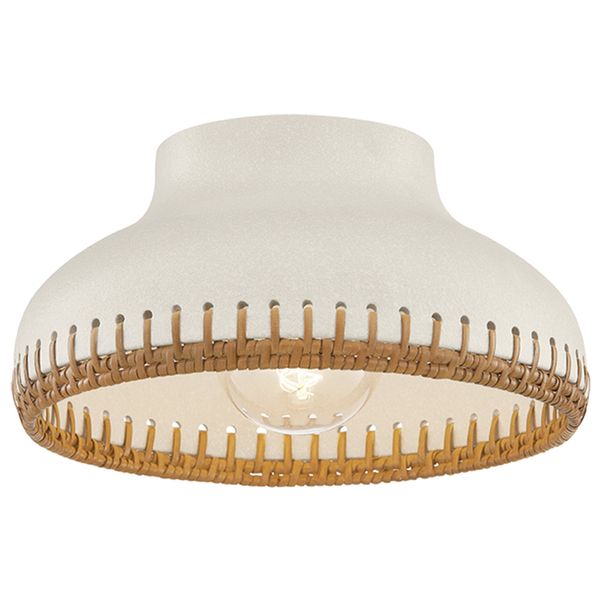 Southfields Pendant, Aged Brass/Ceramic Creme Pebble