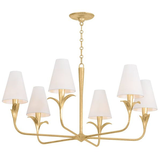 Quill 8 Light Chandelier, Gilded Elfenbein