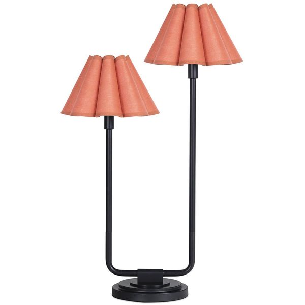 Polly Double Arm Tischlampe, Natur Brass/Mist Blau