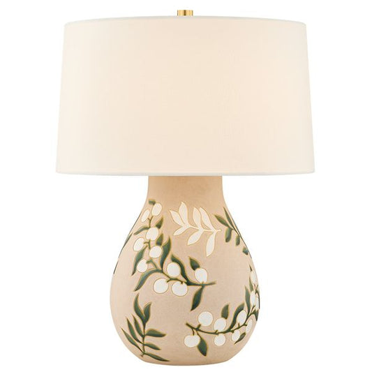 Yazmeen Tischlampe, Aged Brass/Cderamic Whitney Floral